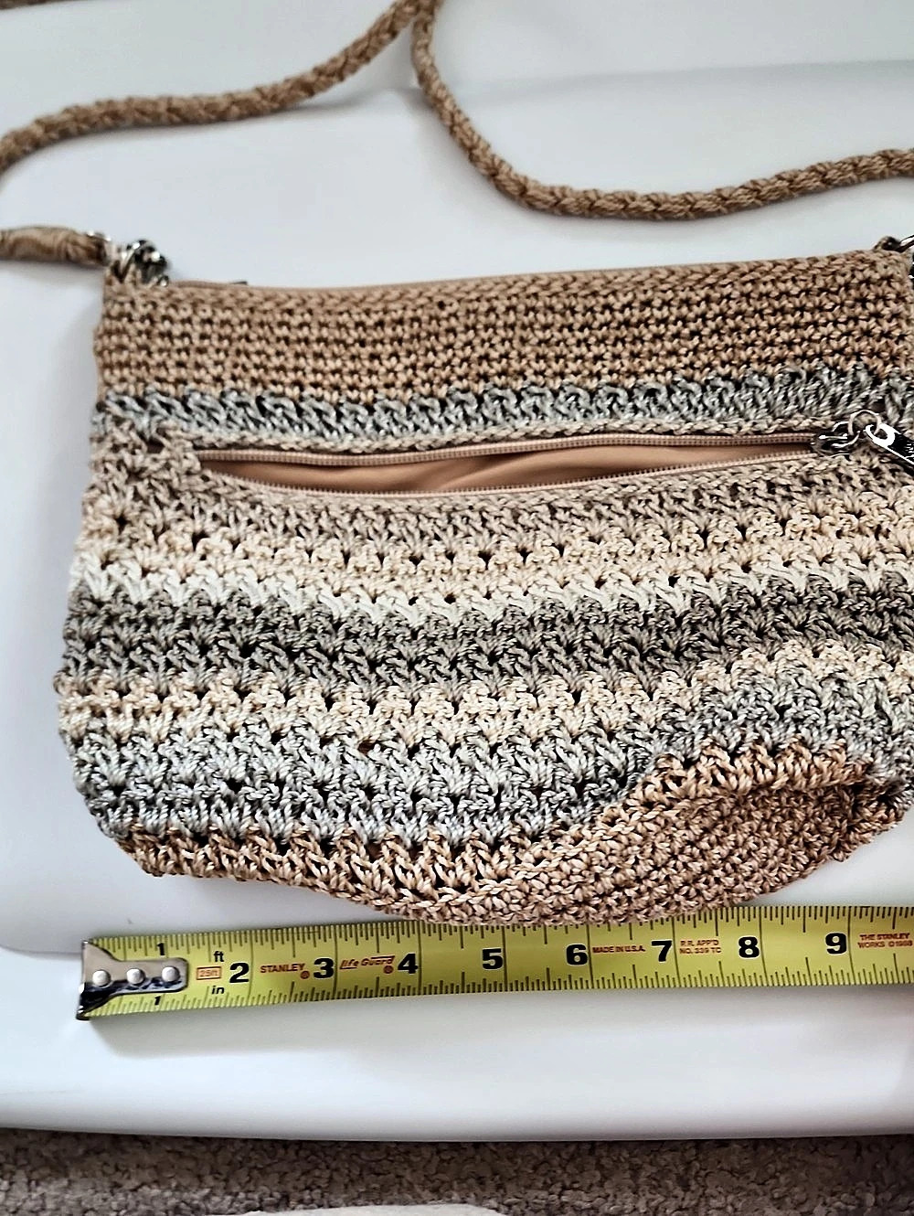The Sak Striped Crochet Crossbody in Brown & Gray